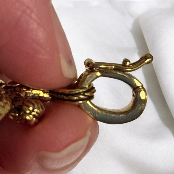 Kirks Folly Antiqued Gold Tone Crystal Angels Pendant 2” - Picture 6 of 8